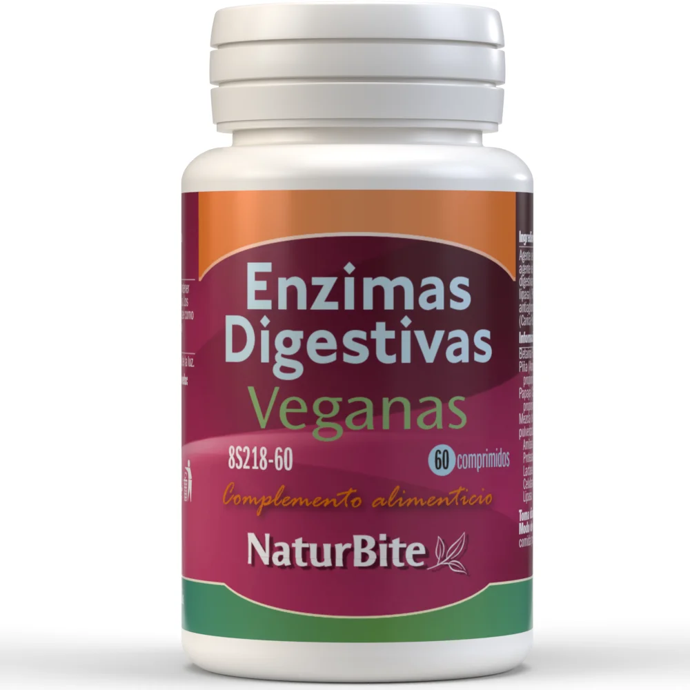 NaturBite. Enzimas Digestivas Veganas 60 Comp. Mejora Absorción Nutrientes