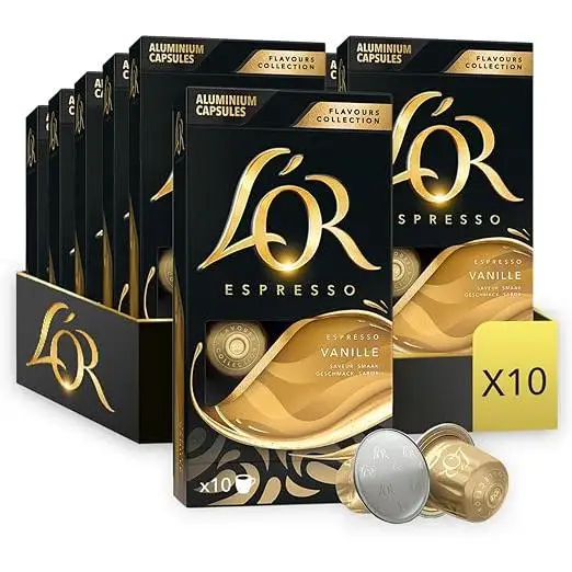 L’OR Flavours Espresso Cápsulas de Café Vainilla | Intensidad 8 | 100 Cápsulas Compatibles Nespresso