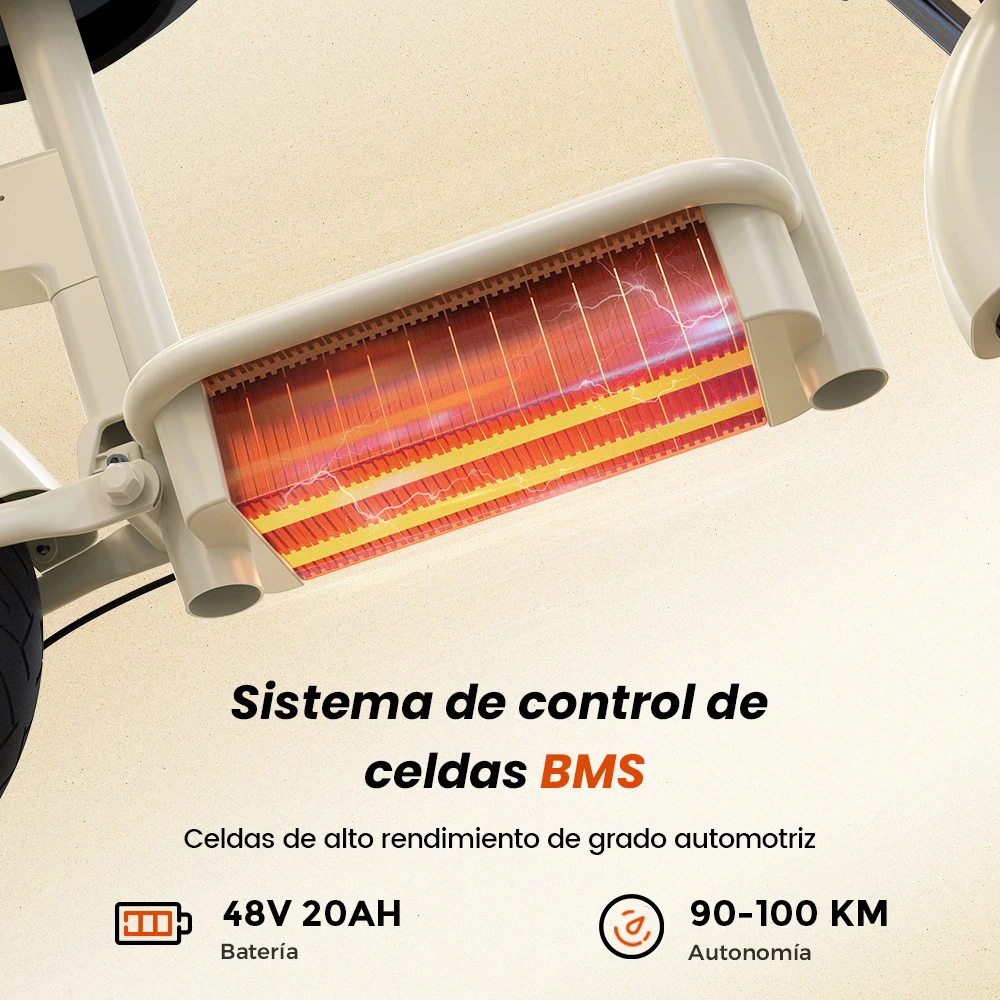 Patinetes Eléctricos iScooter Y16 con Asiento para Adulto 120kg – Potente 1200W – Ruedas 14″ – 48V20Ah – Velocidad Máx. 45km/h – Autonomía 100km 6