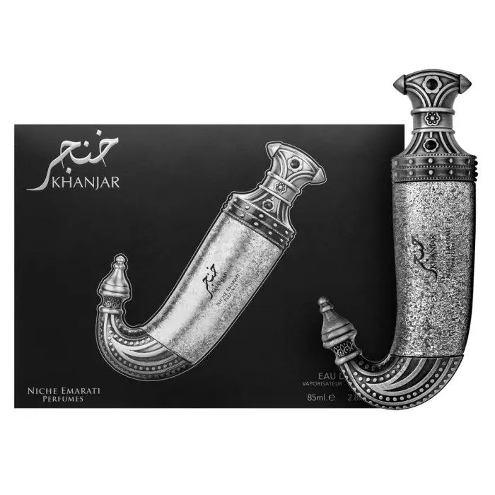 Perfume Árabe Khanjar Niche Emarati de Lattafa: La Elegancia de Oriente en Cada Gota – Exclusividad, Tradición y Lujo en 85ml