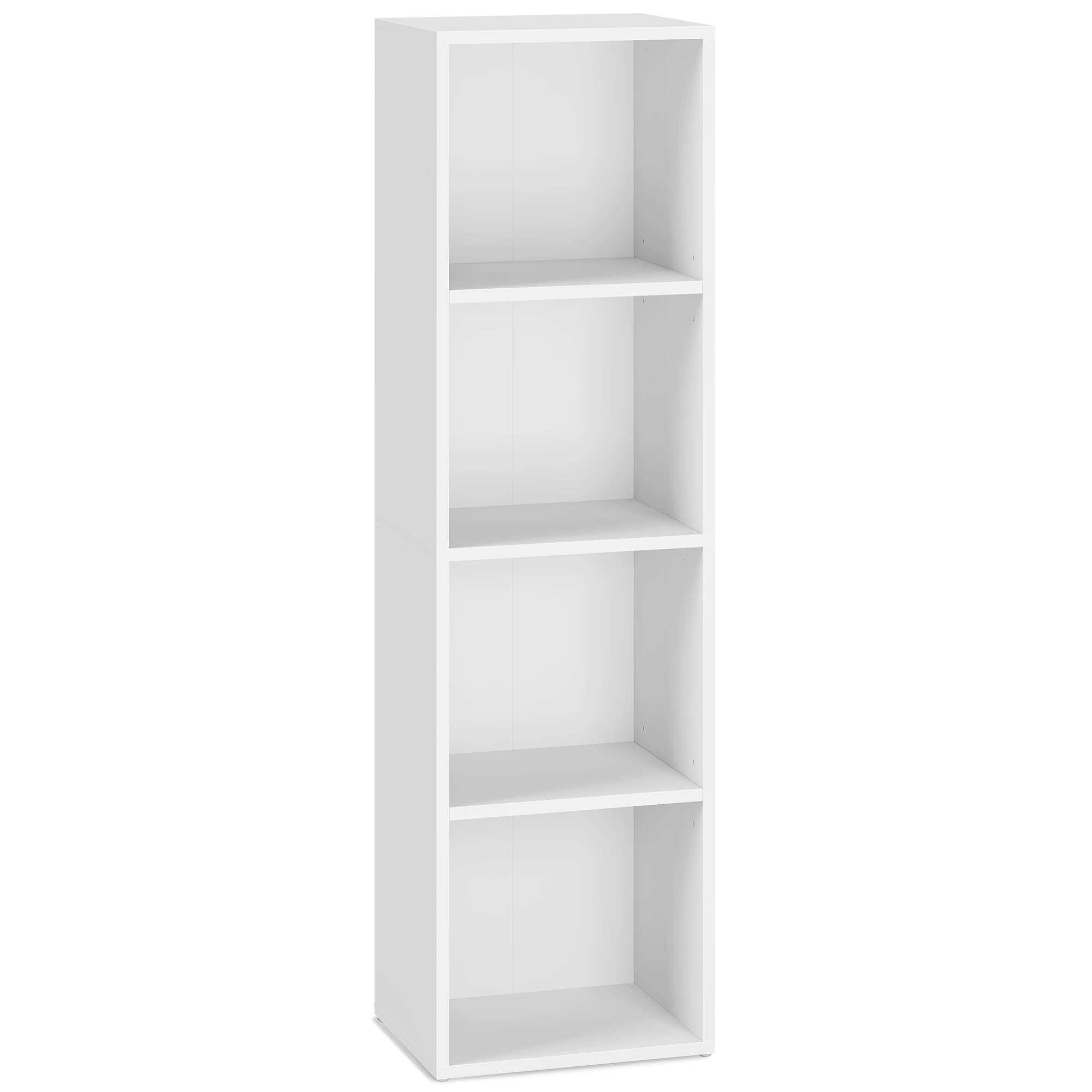 VASAGLE Librería, Estantería de Cubos con 4 Compartimentos, 24 x 30 x 106 cm, Mueble de Almacenaje para Salón, Despacho, Comedor, Blanco Nube/Marrón Rústico