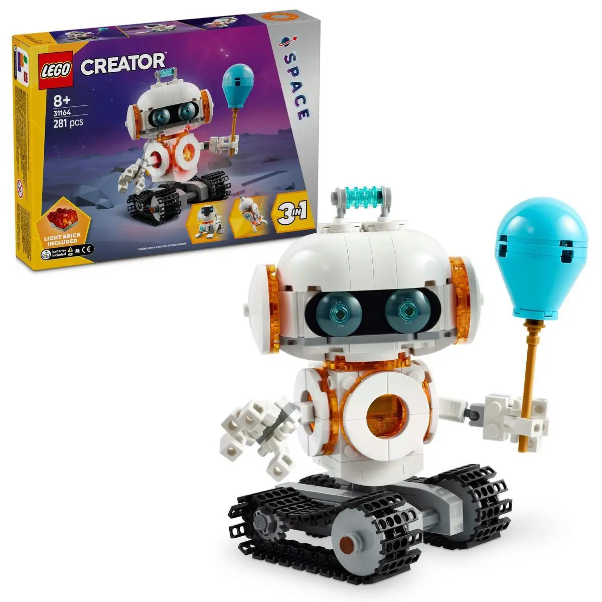 LEGO Creator 3 en 1 Robot Espacial Transformable en Maqueta de Cohete de Juguete y Figura de Perro,