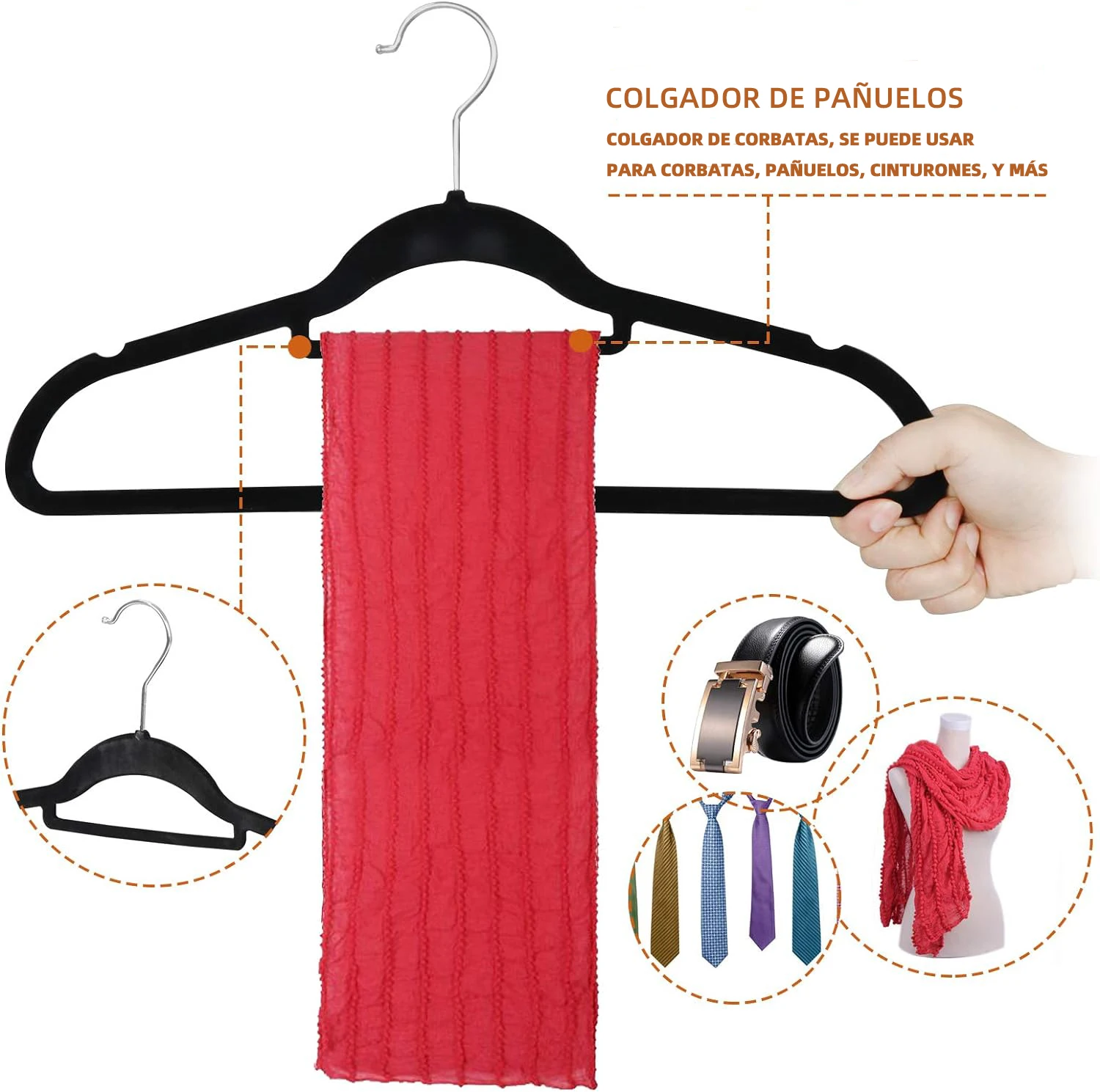 Decodeko velvet clothes hangers 41 x 22 x 0.5 cm - pack of non-slip hangers in black - hangers for clothes and pants - save space with our velvet hangers