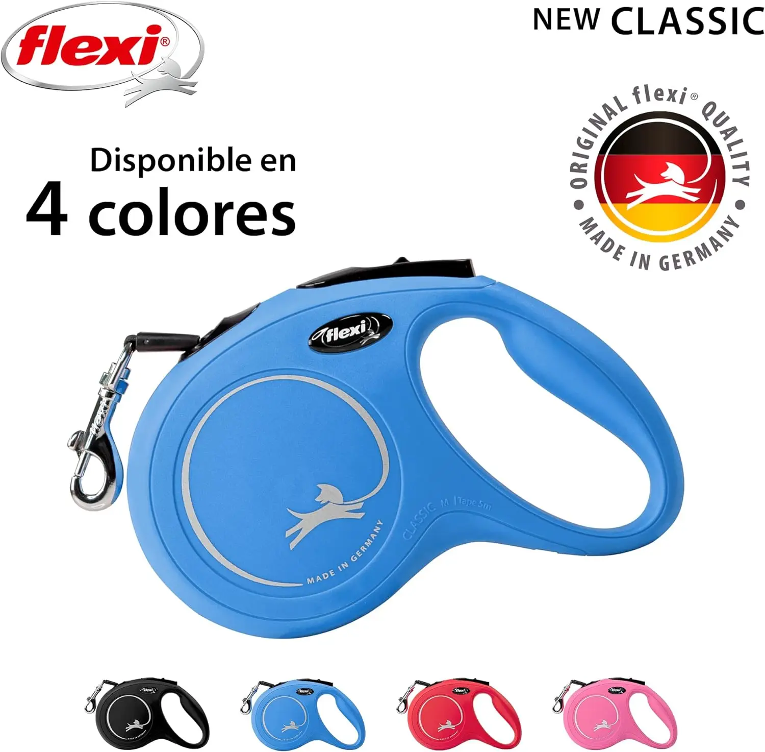 Retractable Flexi New Classic M 5M Leash for Dogs Up to 25kg - Ergonomic design, easy one-hand brake, non-tangling cord for smooth walks, suitable for medium dogs, and made from durable plastic for comfortable handling. #4