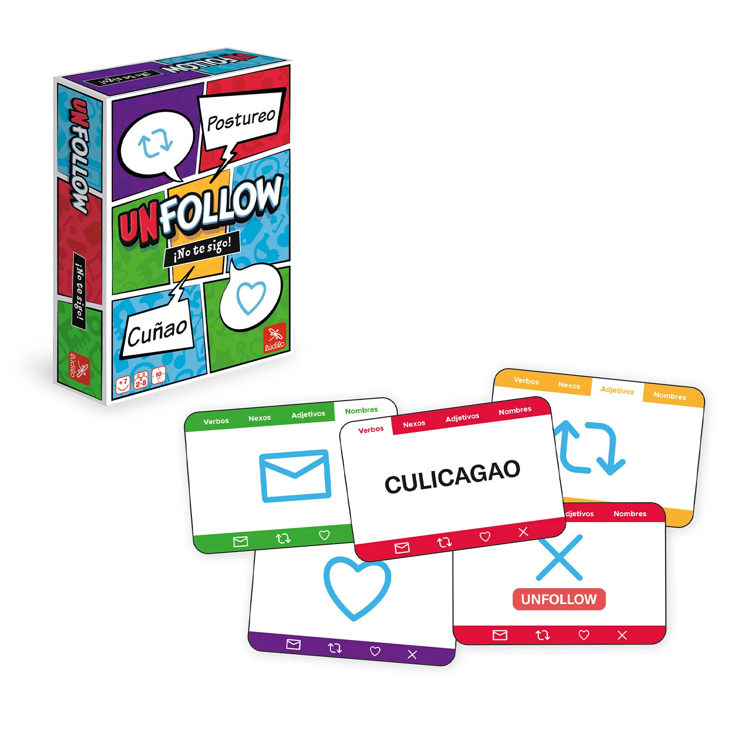 Ludilo - Unfollow | Juegos De Mesa Niños 8 Años O Más | Juegos Cartas 30 Min | Juego De Mesa Rápido | Regalo Niño 8 Años | Juego De Cartas Para Niños Y Adultos