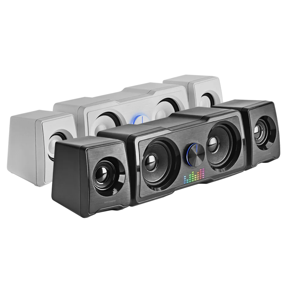 Mars Gaming MS22, Altavoces Compactos Gaming 2.2, RGB Flow, Subwoofer, DSP 35W, Altavoces RGB Negro o Blanco