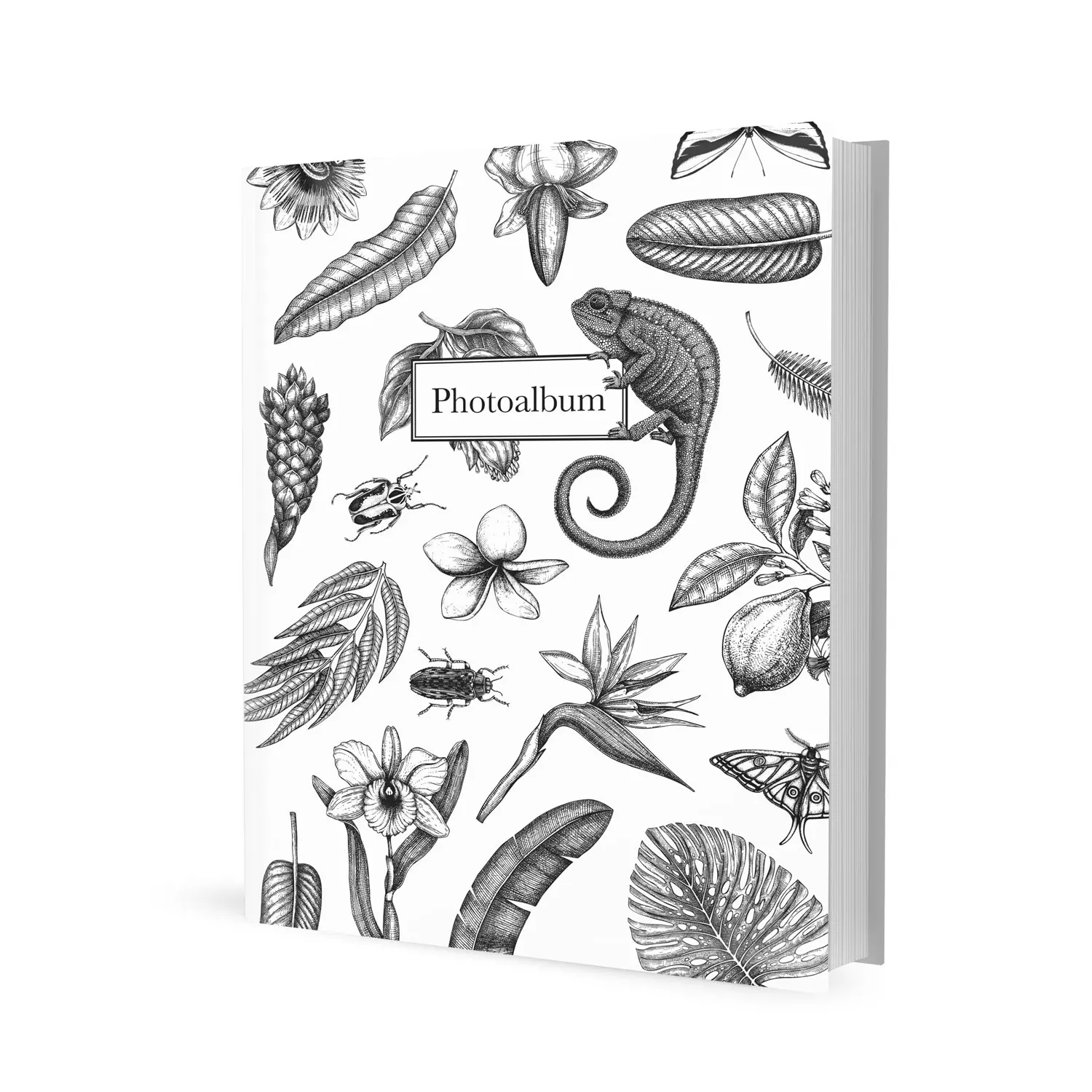 Lydsto Álbum de Fotos Suave 36 Bolsillos Tamaño 10x15cm Tropical Blanco y Negro