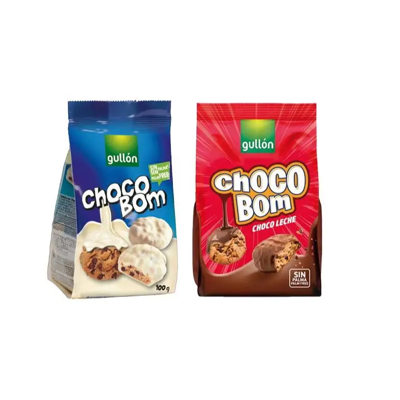 Gullón Choco Bom Blanco y chocolate con Leche - Galletas de Chocolate Crujientes con pepitas de chocolate - Caja de 12 Unidades de 100 gr