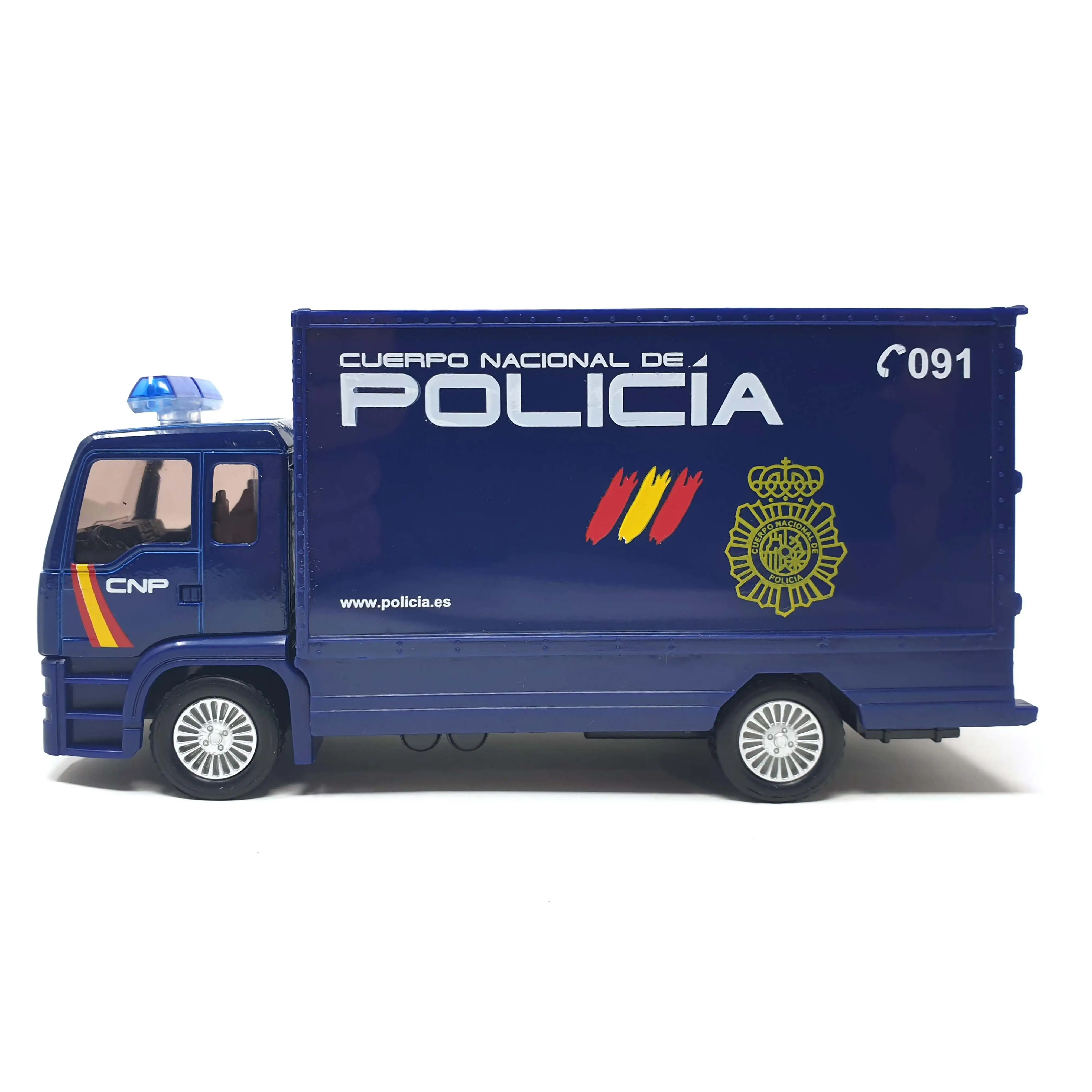 Camión Policía  Nacional , ruedas libres, metálico con partes de plástico , la puerta trasera se abre manualmente vehículo para niños y coleccionistas.  PLAYJOCS GT-8079