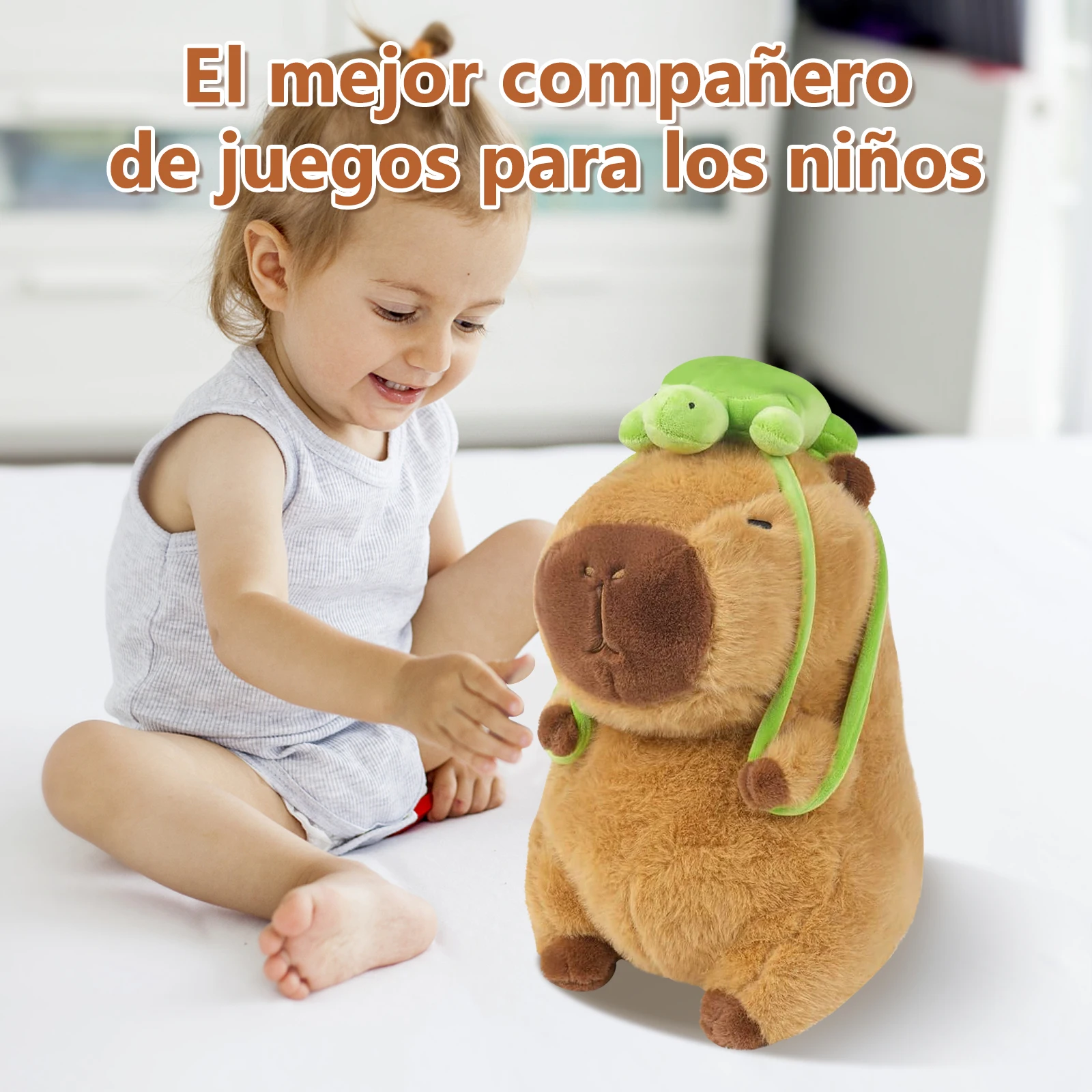 Easyspeed capybara plush toy, capybara plush for kids, capybara with turtle backpack, gift kapybara plush for girls and boys (27cm, 37cm, 55cm)