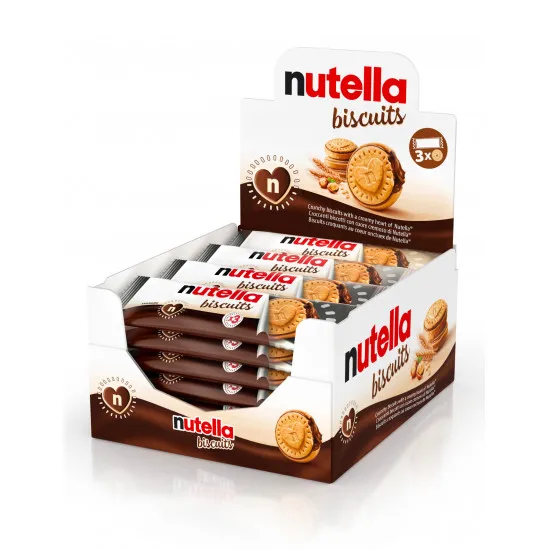 Galletas Kinder Nutella - Crujientes galletas doradas al horno con relleno cremoso de Nutella - Caja de 28 packs con 3 galletas cada una - Total de 84 galletas - Ideal para compartir con tus seres queridos