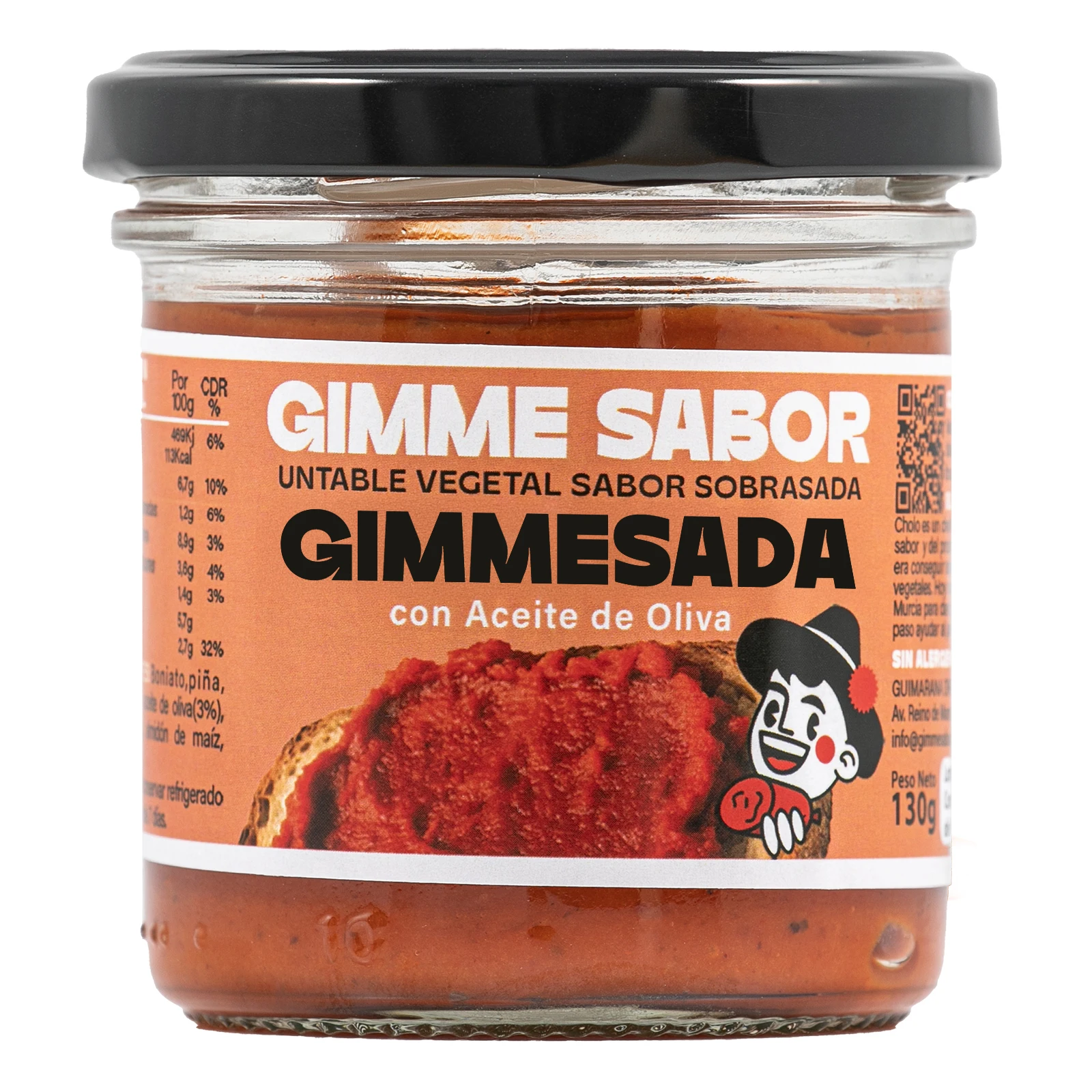 Gimme Sabor – Paté Untable Vegetal Sabor Sobrasada | Bajo en Calorías, Sin Alérgenos, con Aceite de Oliva | Ideal para Deportistas – 130g