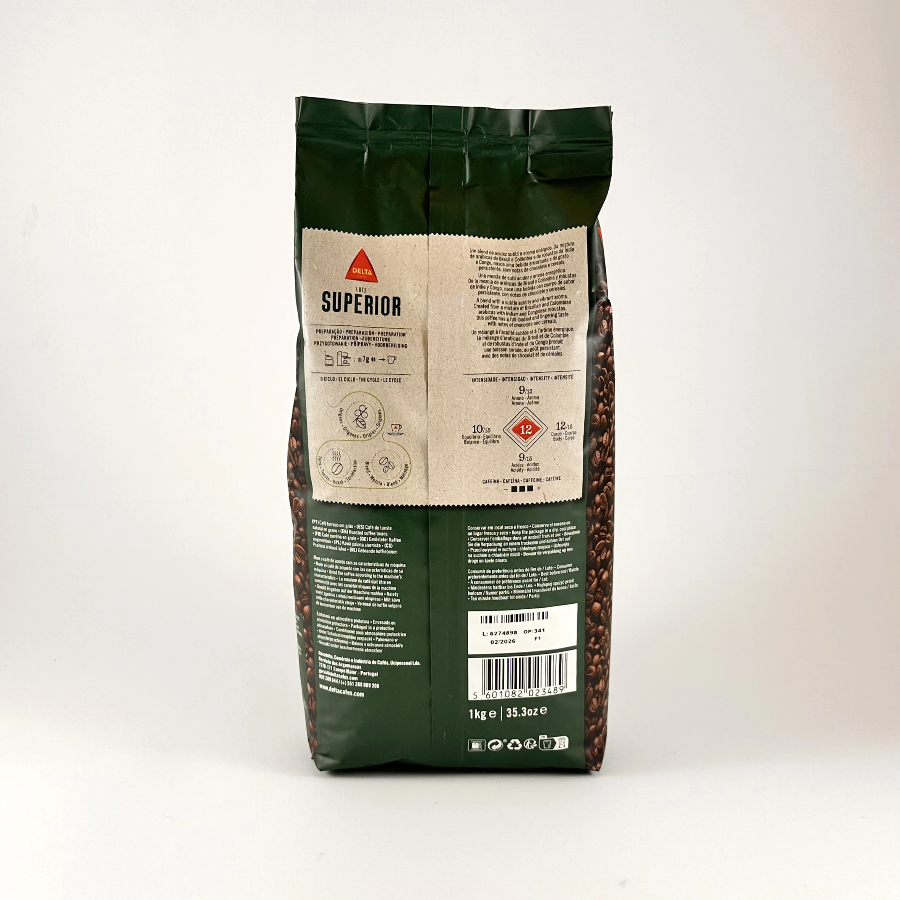 Delta cafés superior grain - pack 2 units of 1kg - persistent and well defined flavor