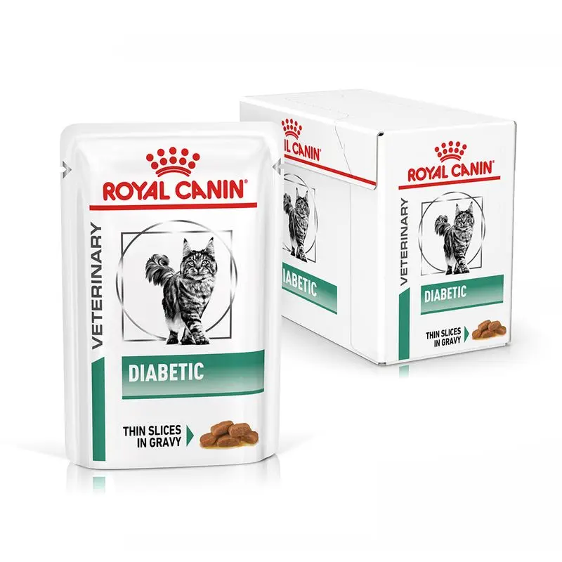 12X85g-Royal Canin Veterinary Diabetic complete dietary food for cats to regulate the supply of glucose with fine pieces in sauce high in protein content