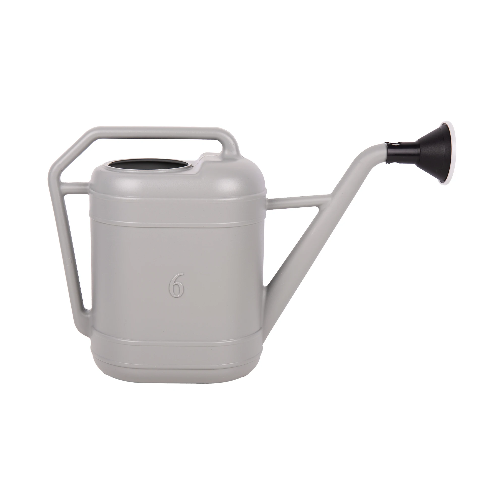 Cofan Regadera gris de 6 litros con cabezal desmontable, HDPE resistente, Asa de transporte, Regadera para interior y exterior