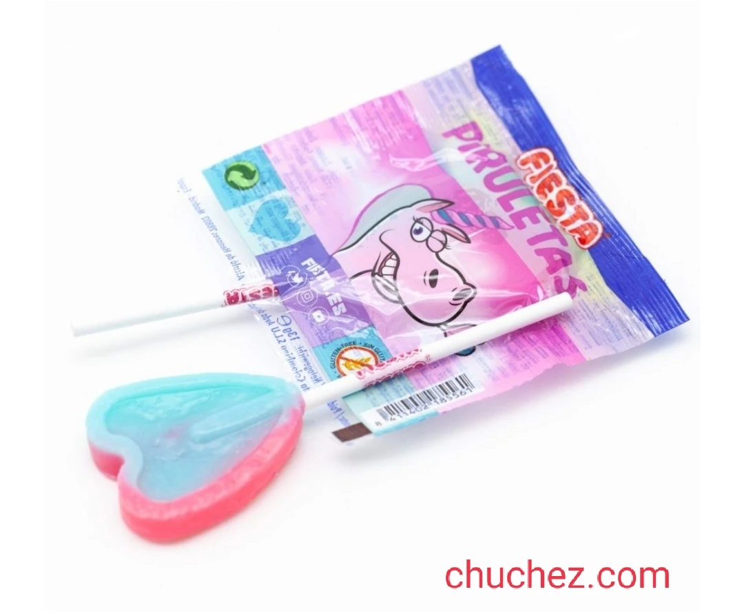 PIRULETA PARTY UNICORN FLAVOR BLUE COTTON 80 UNITS WITHOUT GLUTEN. NO LACTOSE