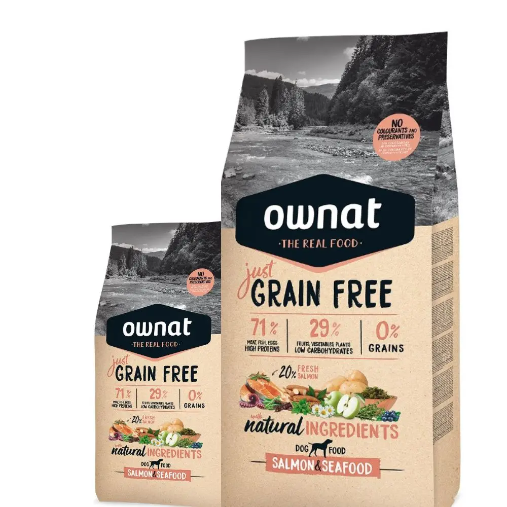 PIENSO SALMÓN Y MARISCO OWNAT GRAIN FREE JUST OWNAT 3 kg - 14 kg