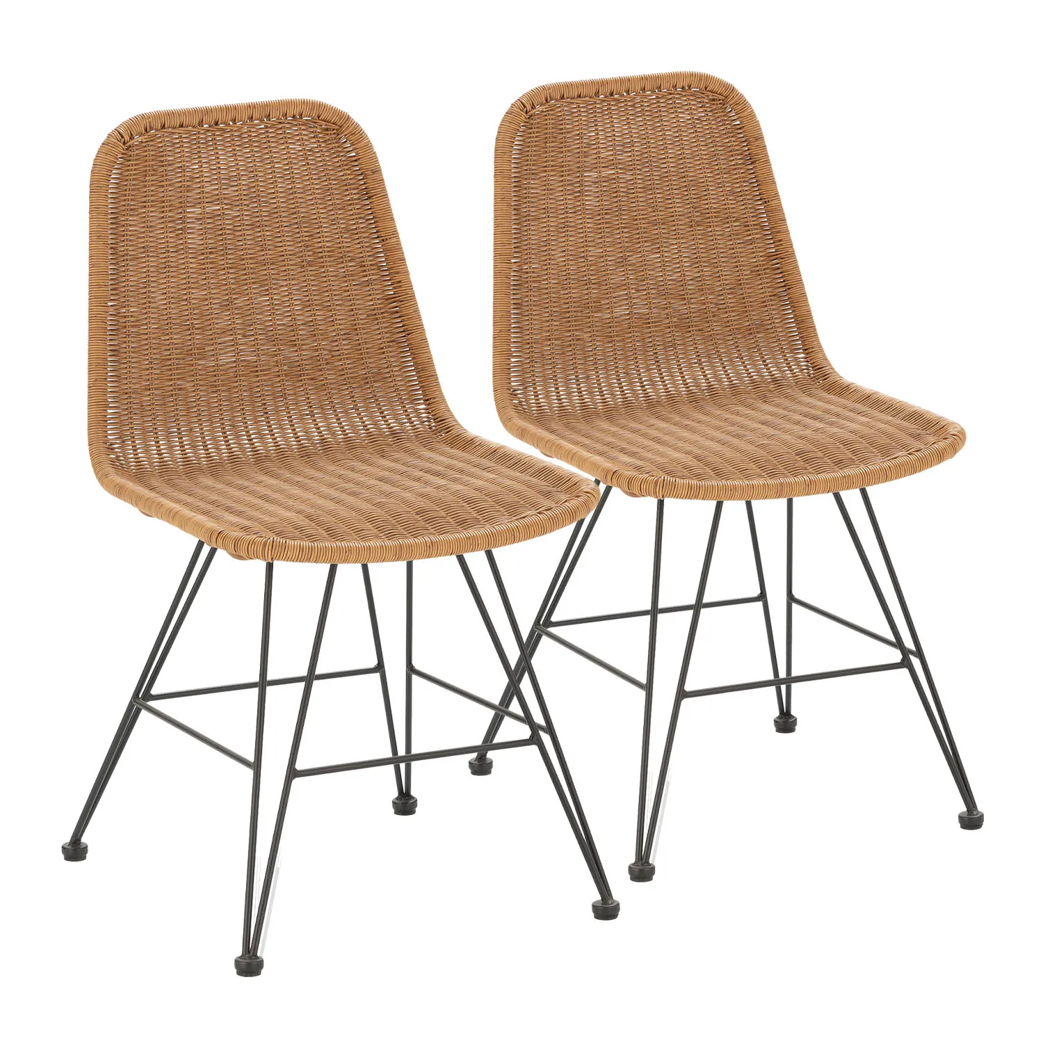 VS Venta-Stock Pack 2 sillas de comedor o jardín Beth Ratan/Negro