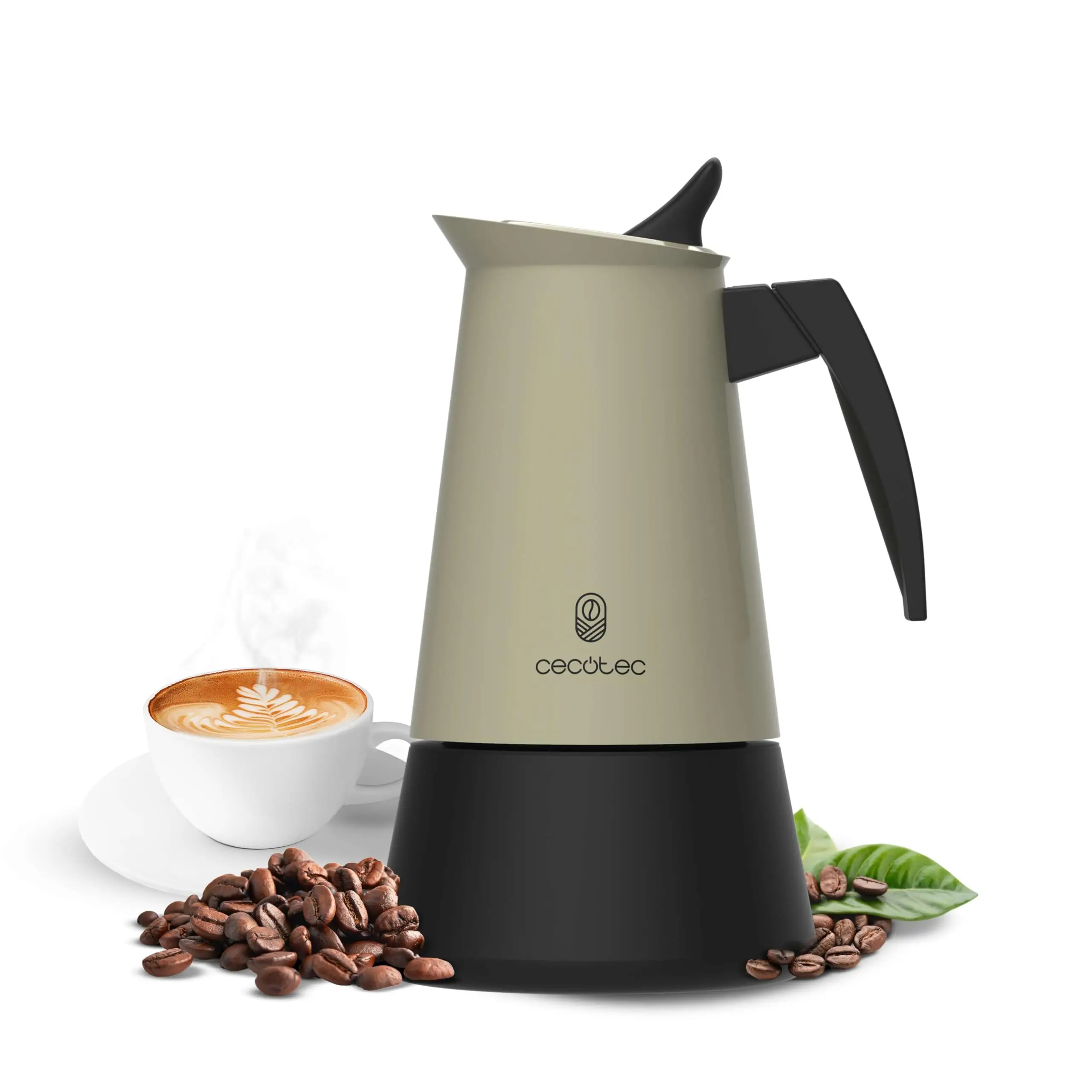 Cecotec Cafetera Italiana Piccolina 900 Verde. 450ml, 10 tazas de café, acero inoxidable, apto para todas las superficies, filtro premium, válvula de seguridad, mango termorresistente, diseño elegante