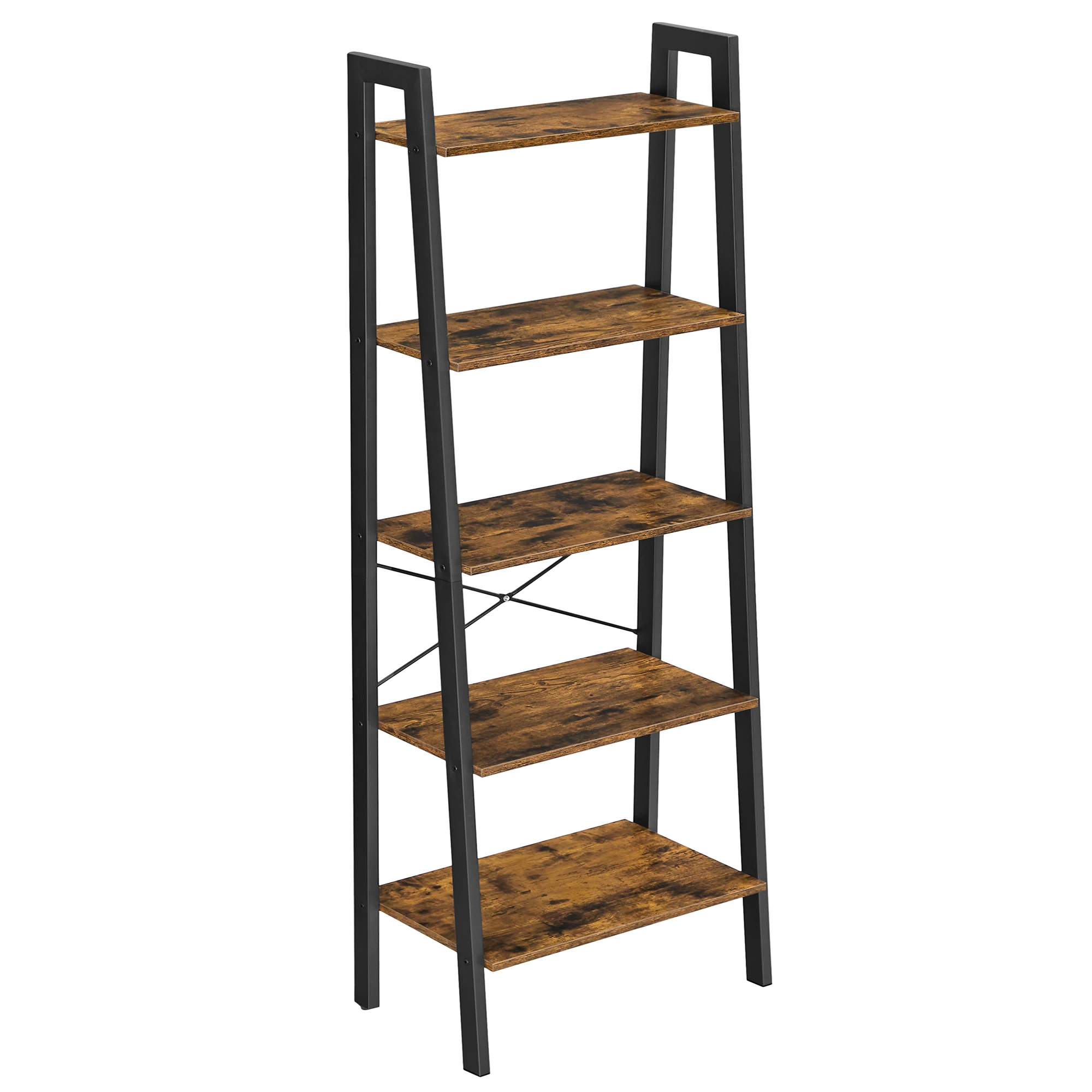 VASAGLE Estantería de 5 Niveles, Librería Industrial, Fácil de Montar, para Salón, Dormitorio, Cocina, Marrón Rústico y Negro