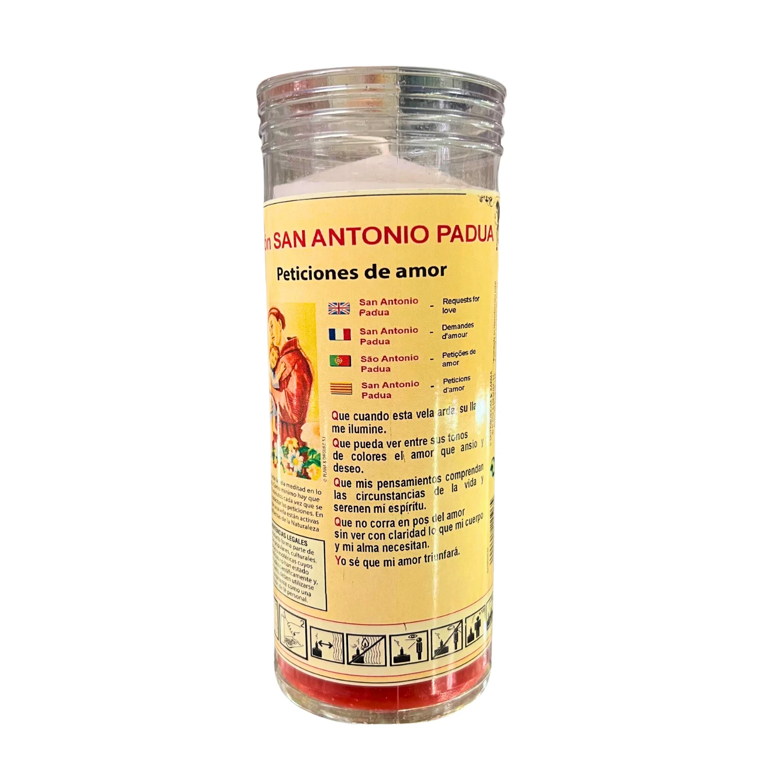 KARMA - Velón de San Antonio de Padua for requests of love and family peace request and prayer to find a partner, sweeten and attract 15x6cm and 3 days of duration approx.