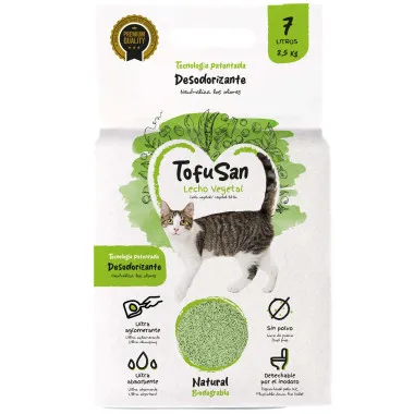 Lecho Vegetal de Tofu para Gatos TofuSan 21 L | Arena Sanitaria Natural Aglomerante