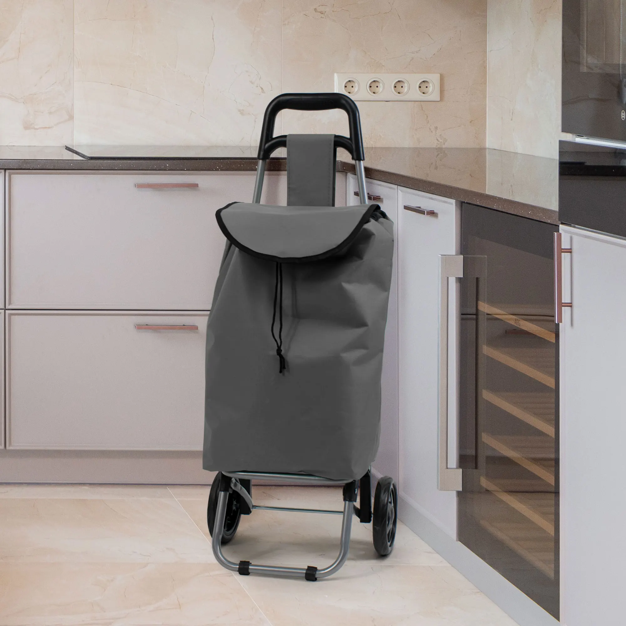 THE SECRET HOME shopping cart with 2 wheels-height: 86 cm x length: 36 cm x deep: 27 cm-large capacity folding cart for storage