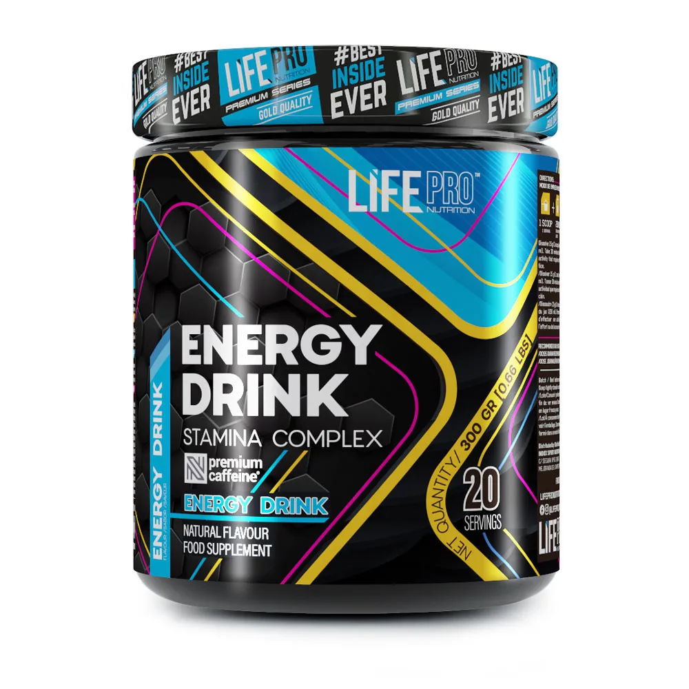 LIFE PRO NUTRITION STAMINA ENERGY DRINK 300G - Bebida Energética en Polvo - Aumenta la Concentración y el Foco Mental