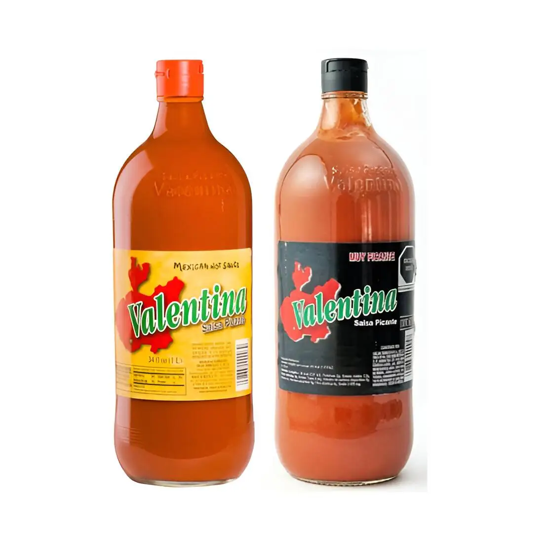 Pack 2 Salsas VALENTINA picantes-1litro - Salsa Picante Roja - Salsa Negra Chili muy Picante