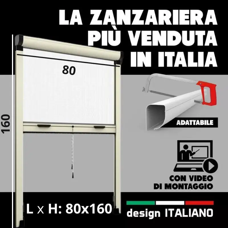 80 x 160 mosquitera de rodillo Vertical DIY AVORIO Kit de reducción personalizado, para ventana