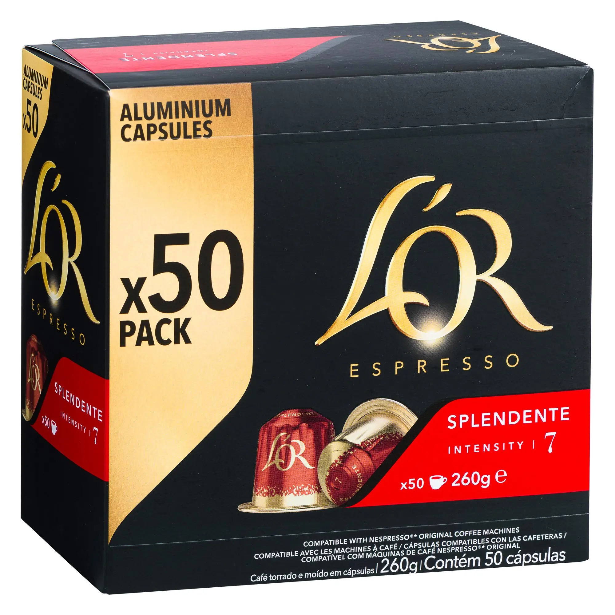L'OR cápsulas de café Splendente intensidad 7 (caja de 50 cápsulas)