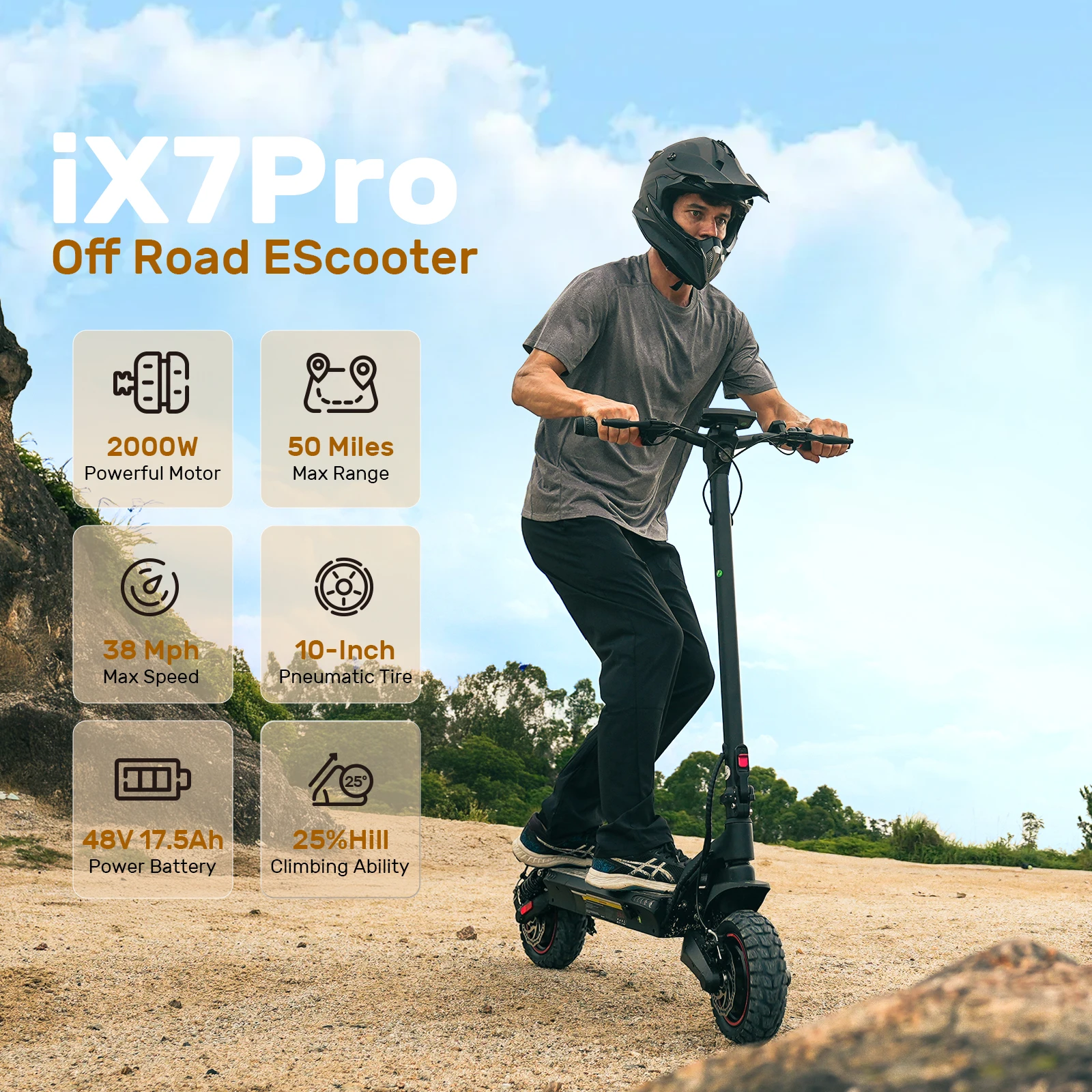 Electric scooters adults iscooter ix7pro 1000w*2 10" 48v 17.5 ah maximum battery range 70-80 km powerful for adults