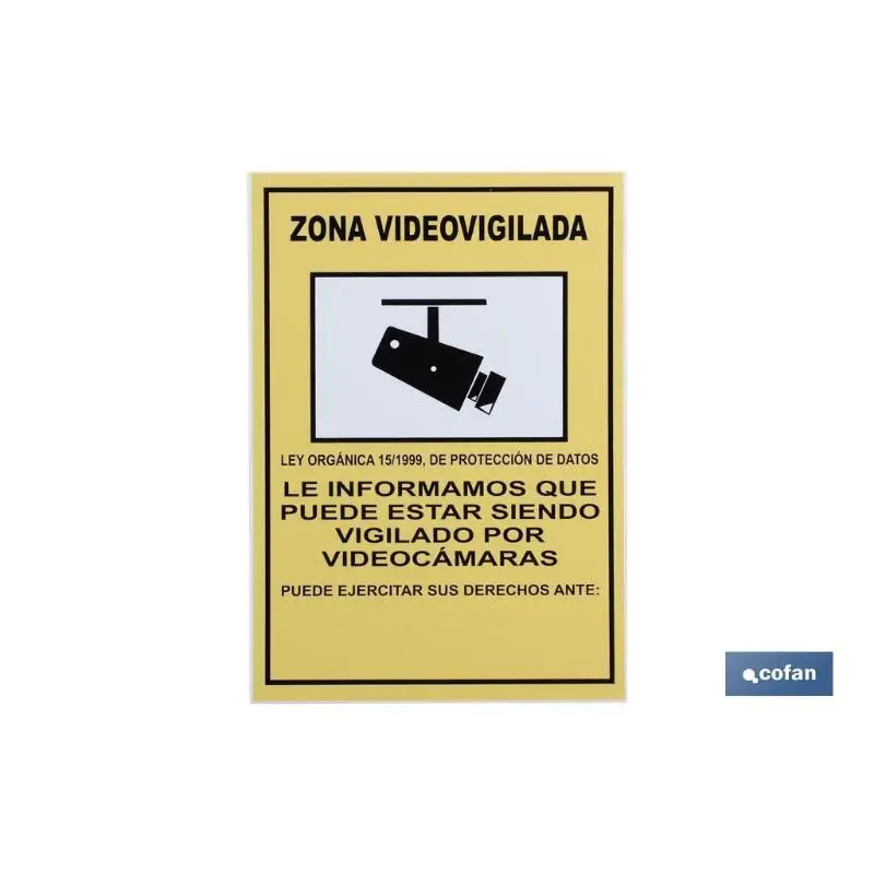 Adhesive signal 297x210mm video surveillance signal. The design of the signal may vary, but in no case will the meaning of the signal be varied.