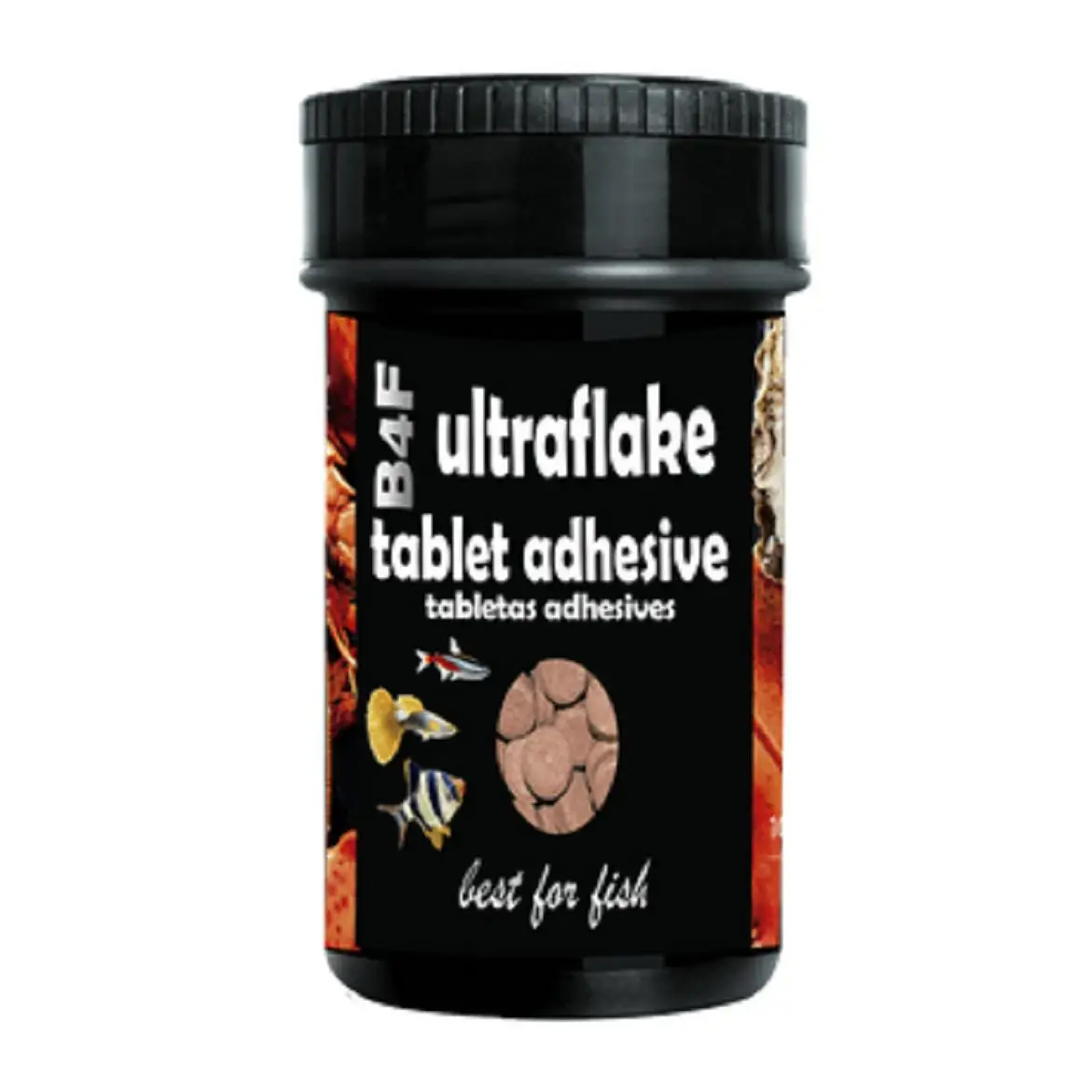 Alimento en tableta adhesiva para peces tropicales. B4F TABLET ADHESIVE 100ml. Pastillas adhesivas al cristal para alimentar peces tropicales.