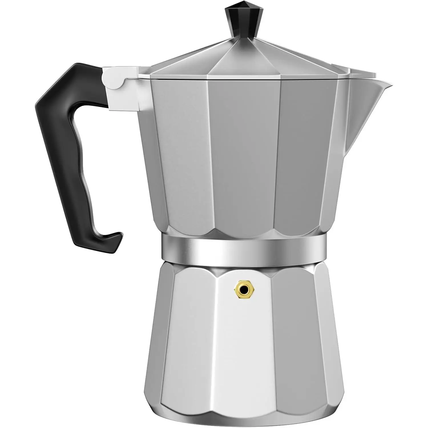 【APTO INDUCCION】Cafetera Italiana de Aluminio para Espresso, Cafetera Clásica de Fogón con Válvula de Seguridad y Mango Antiescaldaduras, Incluye Junta de Silicona, Disponible en 1, 3, 6, 9 y 12