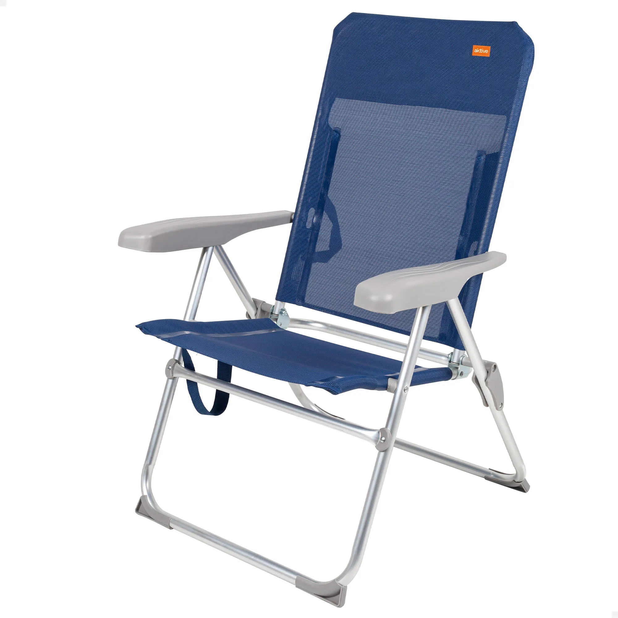 Aktive - Silla de playa plegable, azul marino, medidas 47x60x94 cm, reclinable 6 posiciones, con topes antivuelco, sin… — oferta en AliExpress