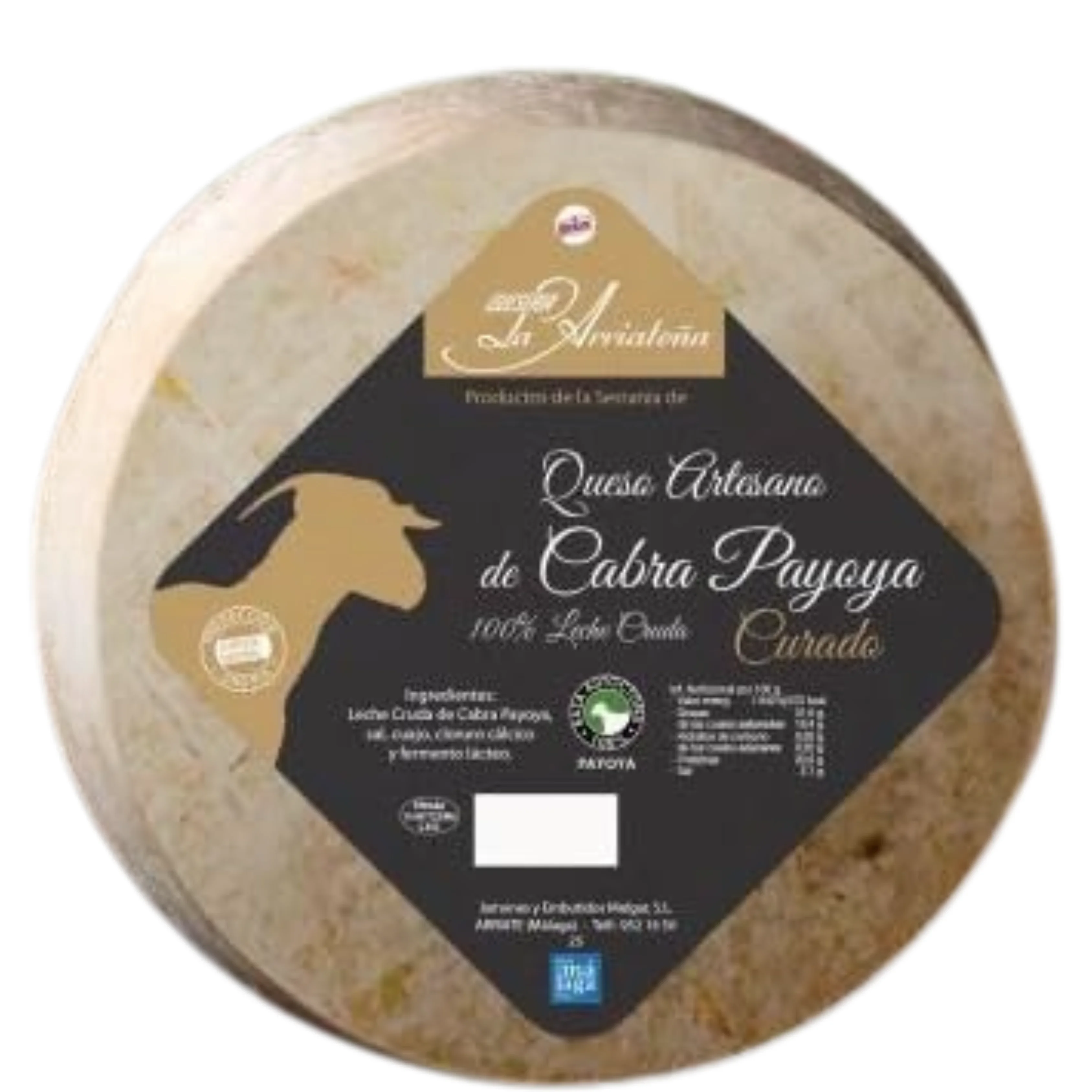 Queso Artesano de Cabra Payoya Curado por más de 5 Meses -Selección especial  Ibéricos a Domicilio Gourmet con Leche 100% Payoya en Arriate, Serranía de Ronda - Peso Aproximado  2kg