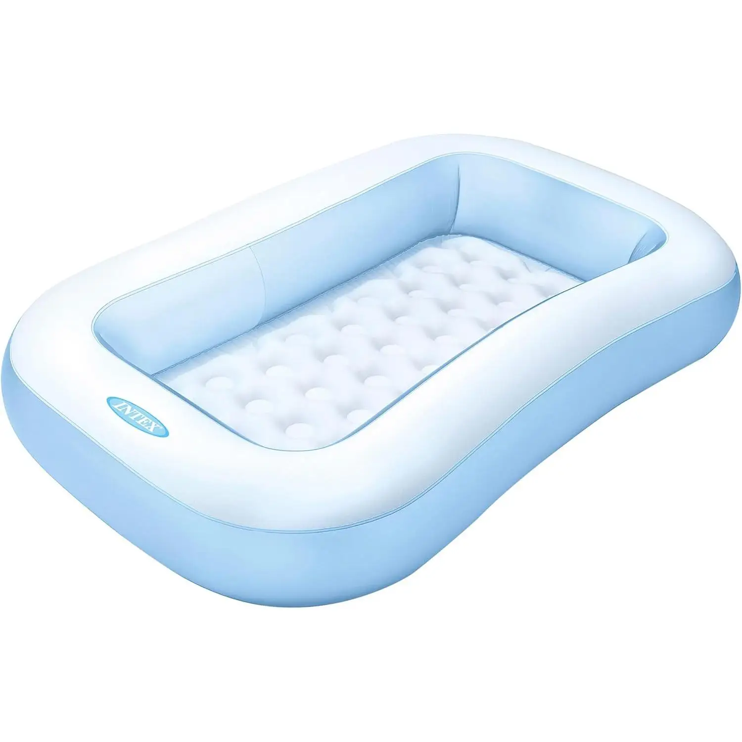 Intex Piscina Hinchable Infantil Rectangular, 166x100x25 cm, 90 litros de Capacidad, Suelo Hinchable para Mayor Comodidad, Piscina Azul para niños Desde 2 años, Incluye Parche de reparación (57403)