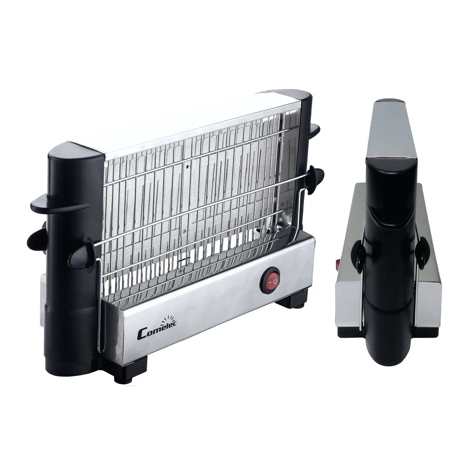 Tostadora vertical COMELEC TP 7714 750W de acero inoxidable, apta para distintos tipos de pan, con interruptor luminoso
