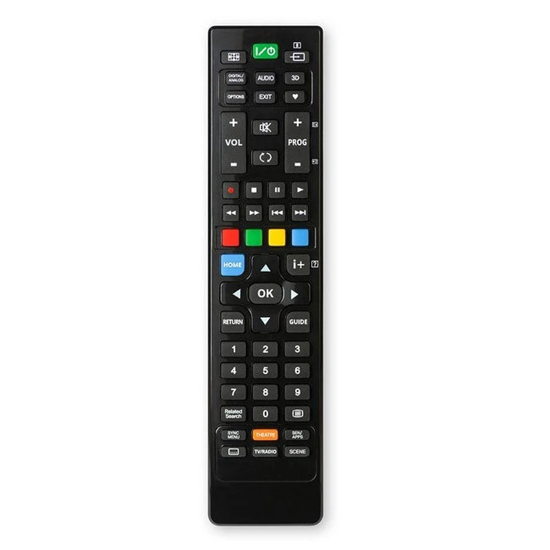 Universal remote control Engel Axil MD0029 for Sony TVs, compatible with all models post-2000, featuring a wireless IR interface, plastic casing, and simple plug-and-play functionality.