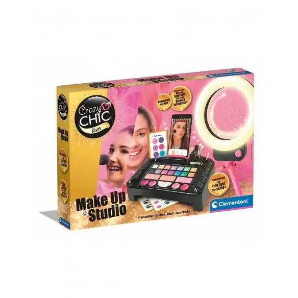 Crazy Chic Clementoni-S7192580-Make-Up Studio-Case, Children's Makeup Set, Toy for Girls from 6 Years (18744)