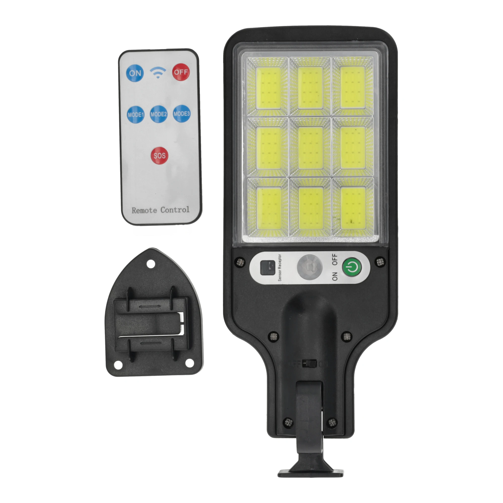 Jandei - Farola Solar 800 Lúmenes con Sensor de Movimiento, Mando a Distancia y 108 COB LED, Modos Eco, Luz Constante y Sensor, IP65 para Exterior