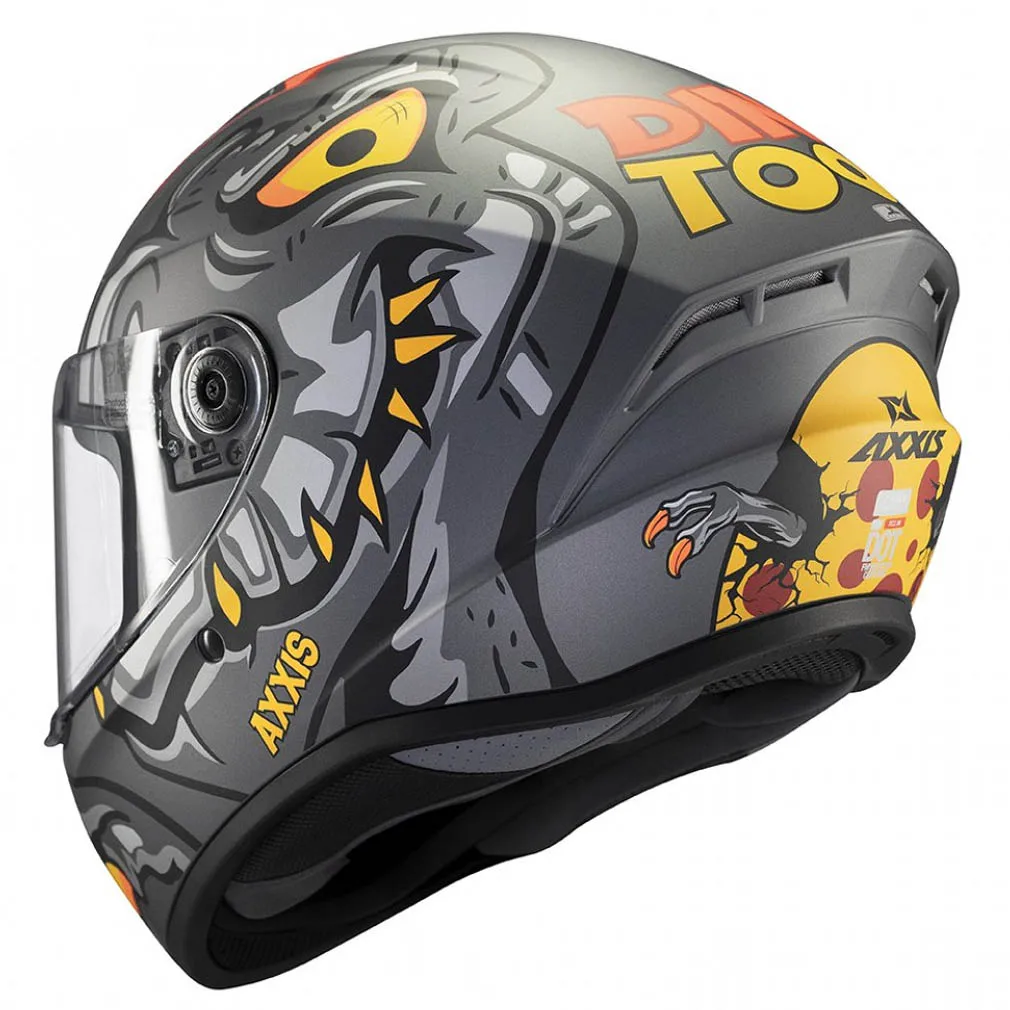 Full-length motorcycle helmet AXXIS Draken Dinotoon gray Orange