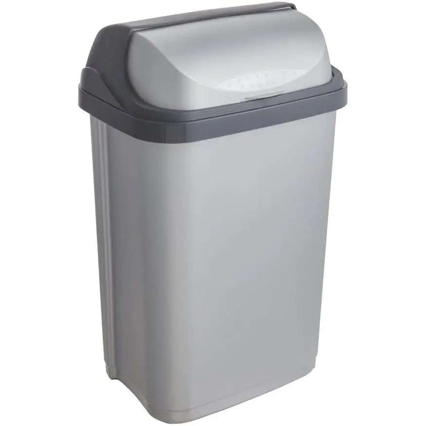 Ninguno Plateado Cubo De Basura Con Tapa Deslizante, 25 L, Rasmus, Keeeper