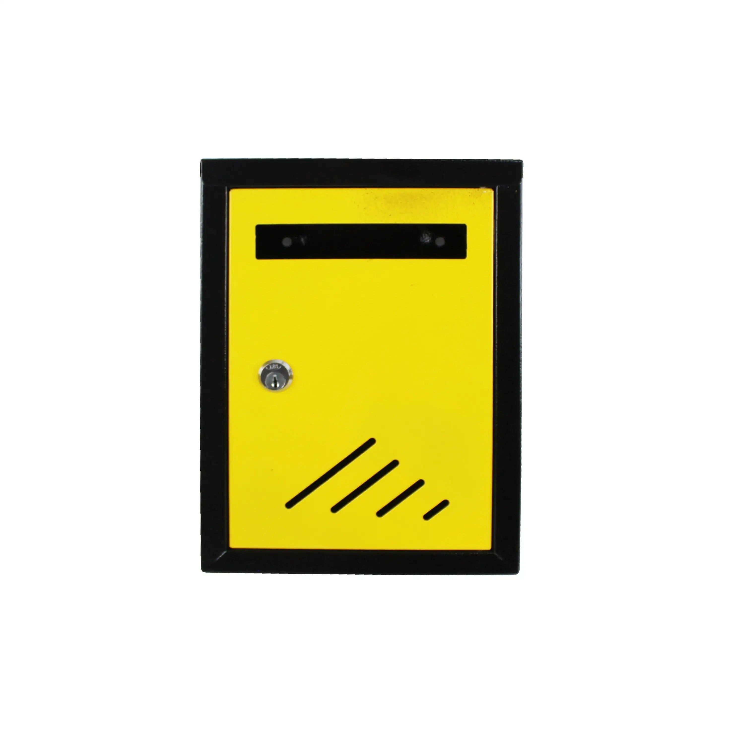 Metal outdoor mailbox with lock and keys yellow color 26.5x19.5x5.5cm.