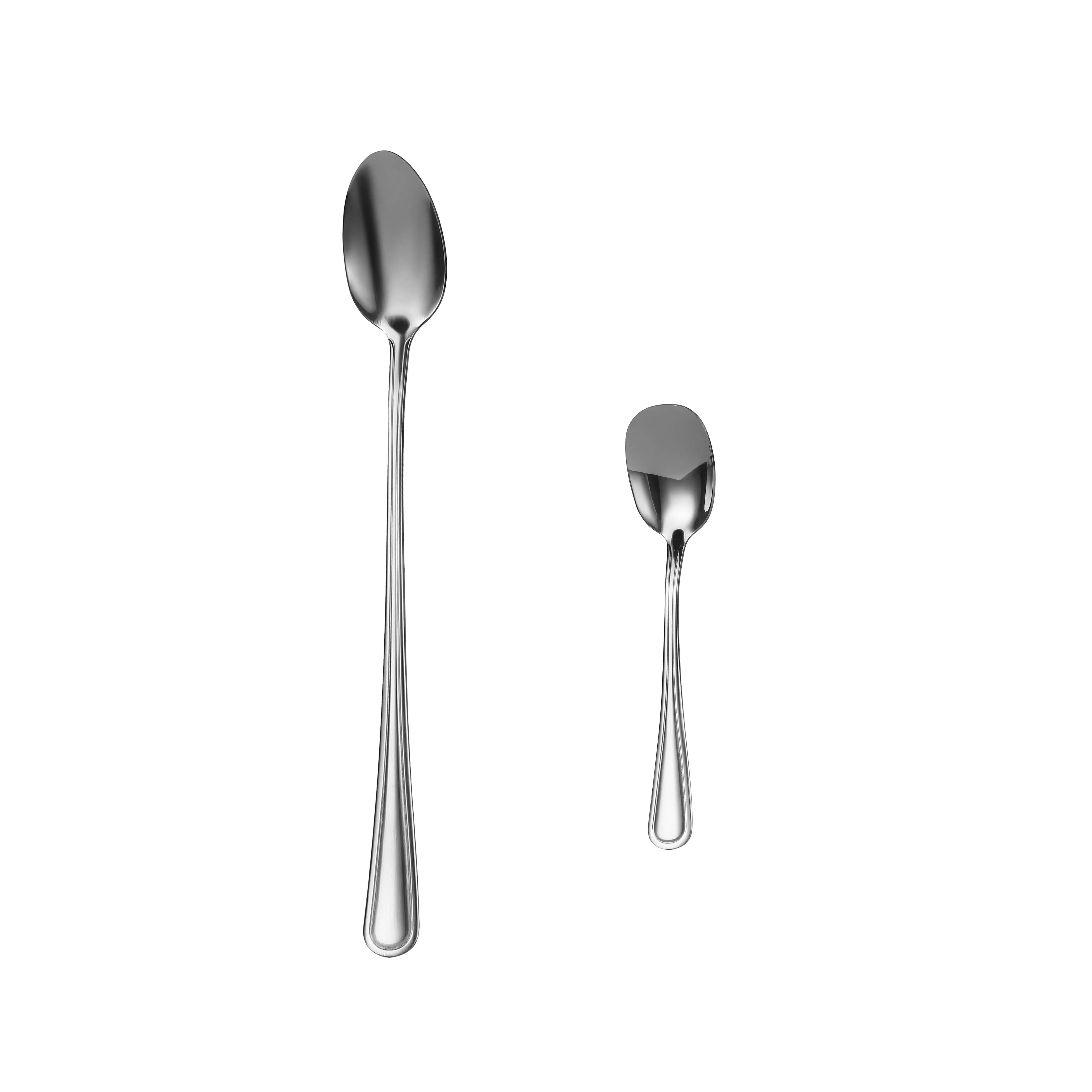 Mr.Spoon Serie Raya Cucharas de 12, 24, 48 o 120 piezas,Acero inoxidable 18/0,Plateado,Económico y funcional,Cuchara de helado largo 145mm,Cuchara de batir 207mm,Mango monobloque,Apto para