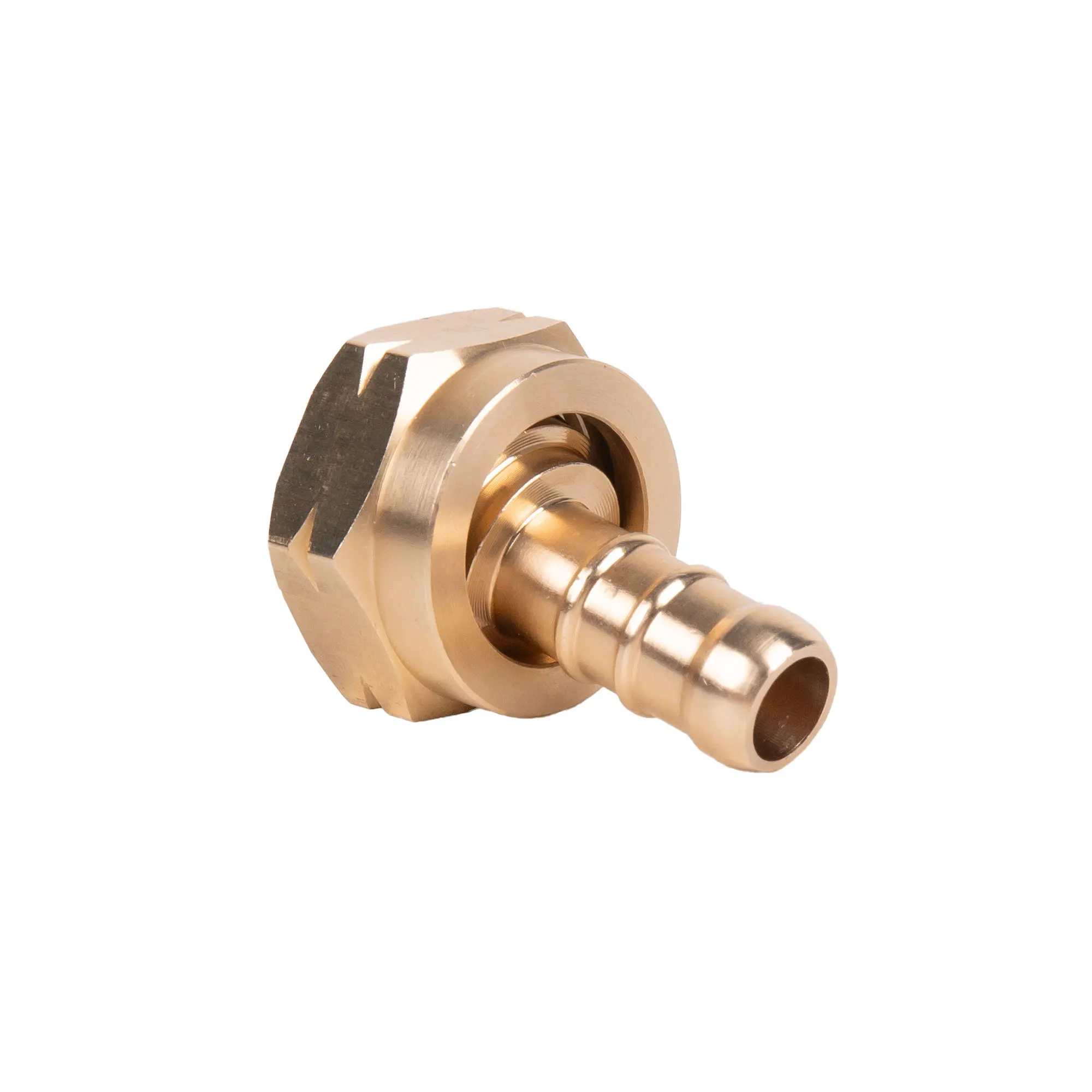 Racord para tubería de gas | Adecuado para regulador de gas 41003096 | Rosca izquierda 21,8 mm | Material: Latón | Medidas: 2,4 cm largo x 3,5 cm alto