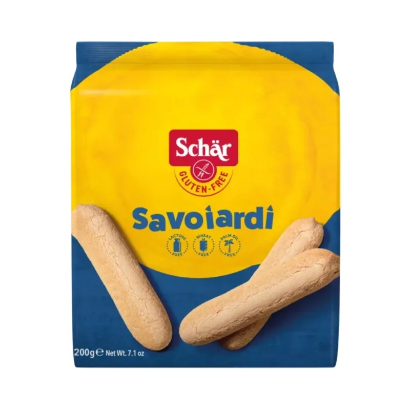 Savoiardi Sin Gluten  Pack de 2 unidades  200 gramos   Apto para vegetarianos y veganos  SCHÄR