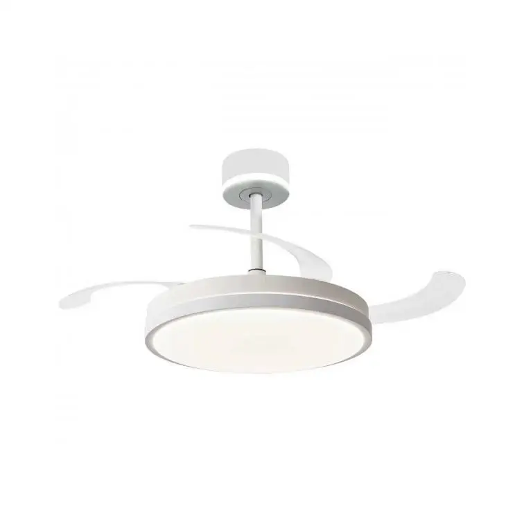 NARVI Ventilador de techo, con CABEZAL ILUMINADO, 3 Palas retráctiles, Motor DC,  Luz LED Regulable en Intensidad y Color de luz.  Ref. EDIMBURGO 1854 WH CABEZAL