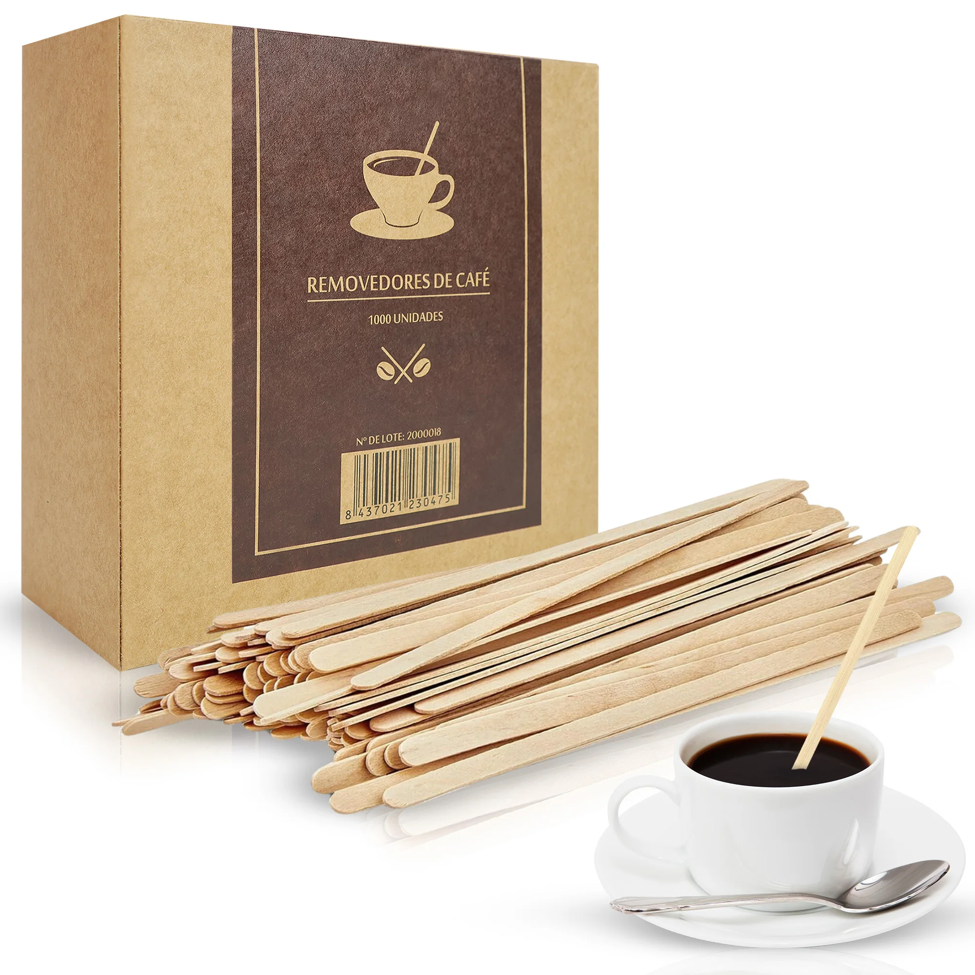 MARCPRINT 1000 disposable coffee sticks 14cm-disposable coffee palettes-coffee palettes of Wood-coffee palettes 100% natural and biodegradable-coffee remover sticks-coffee and teas Shakers